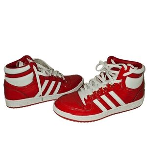 Adidas Red and White Patent Leather Top Ten Shoes, Like New!